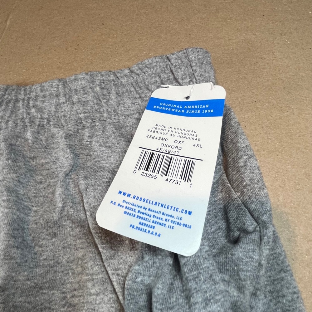Russell Athletic Mens 4XL Jersey Shorts Oxford Gray Elastic Waist 25843M0 NWT - Picture 4 of 10